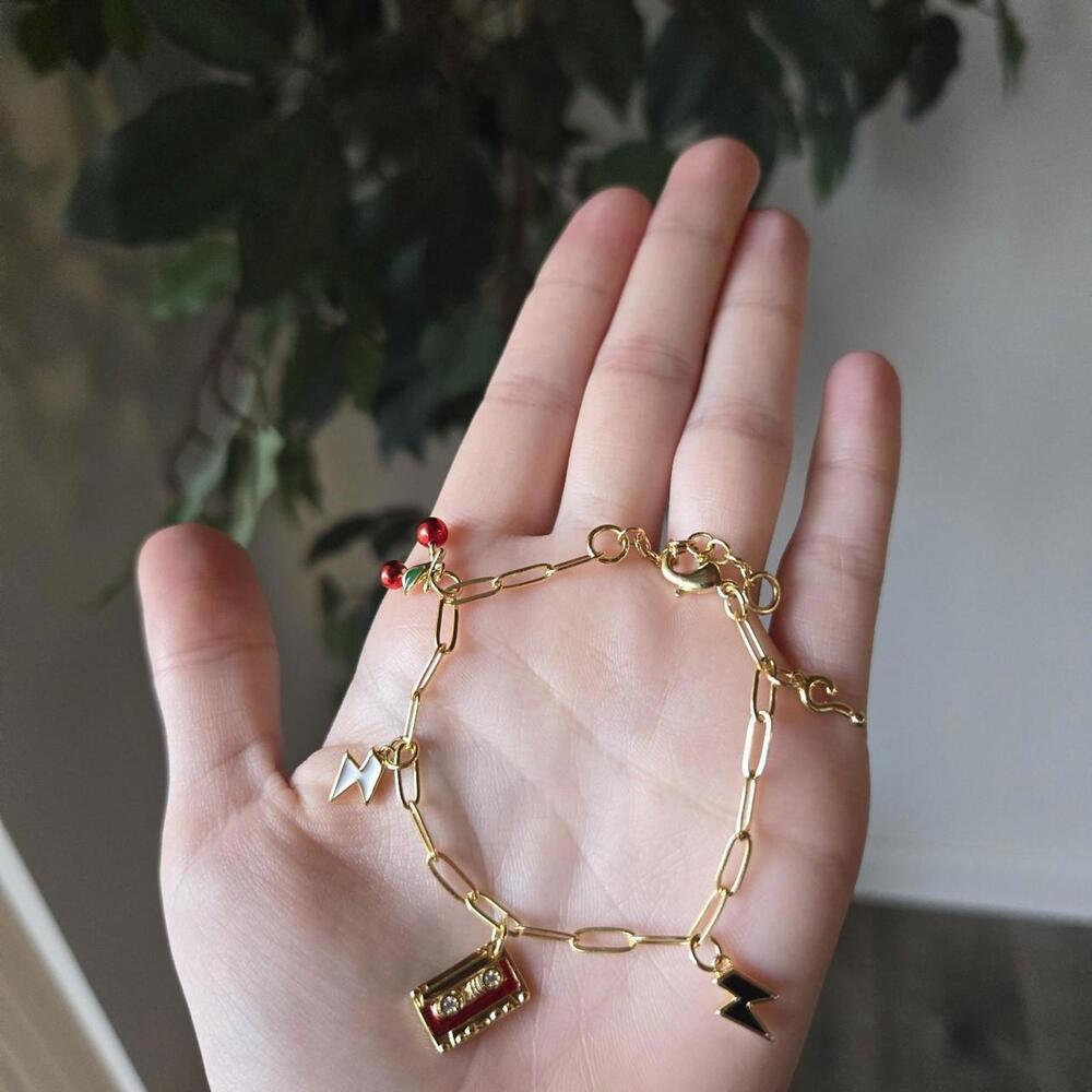 18k Gold Red Charm Bracelet